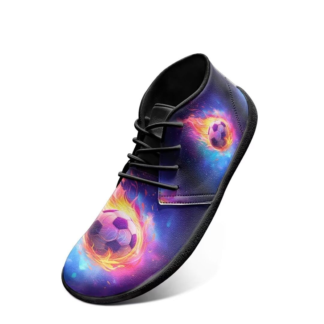 Watdotory Blue Purple Flame Soccer Barefoot Shoes, Rubber Sole, Zero Drop, Wide Toe Box - Ideal for Men - Perfect for Running Shoes, Beach Shoes US 12.5