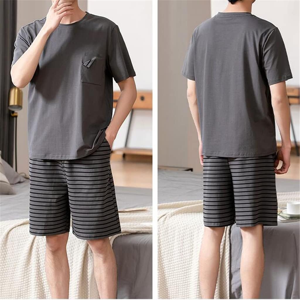 Striped Gray Pants Pajamas Cotton Short Sleeves Trousers Half Can Be Worn Outside