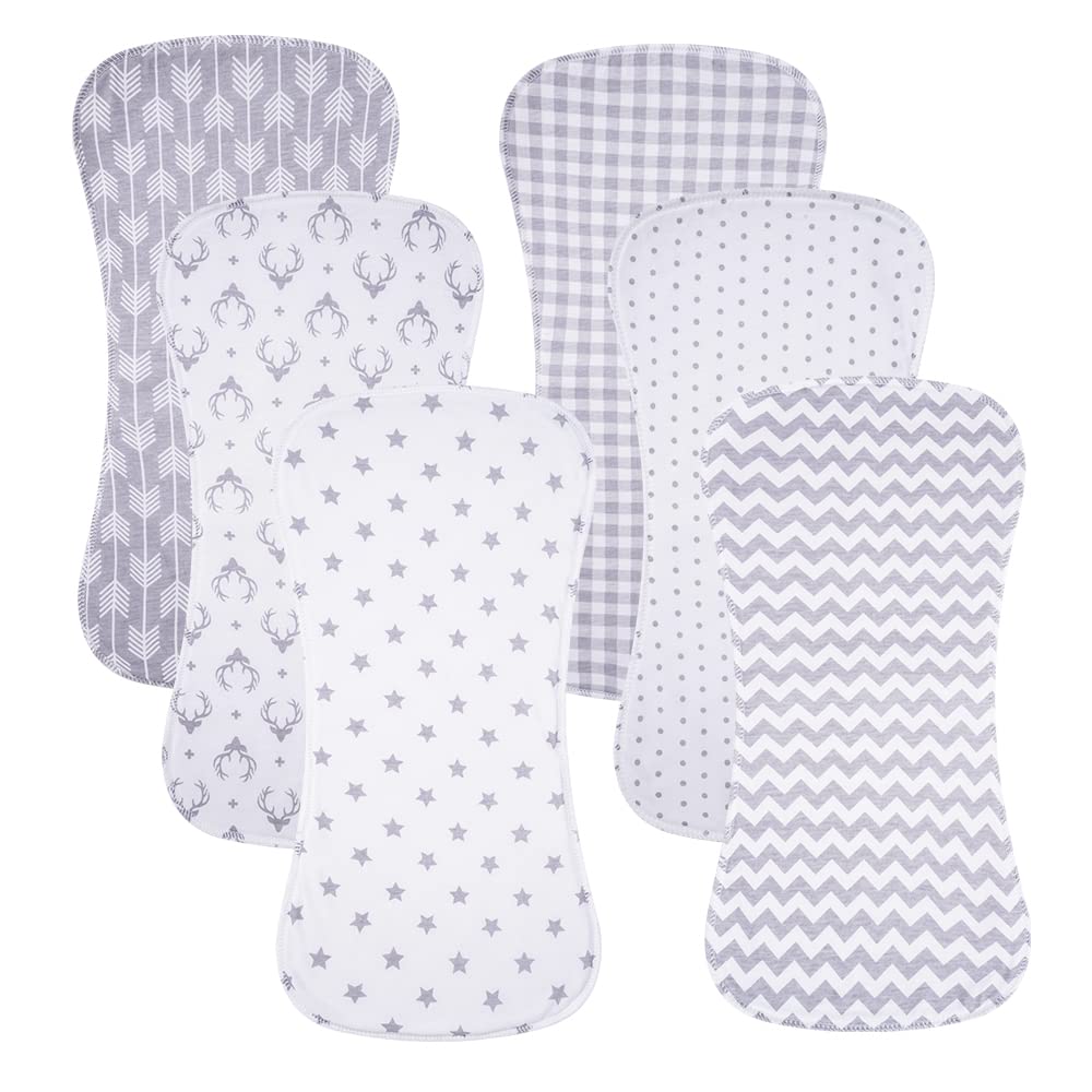 Gelisite 6 Pack Cotton Baby Burp Cloths Extra Absorbent Soft for Baby Boys and Girls (Grey03)