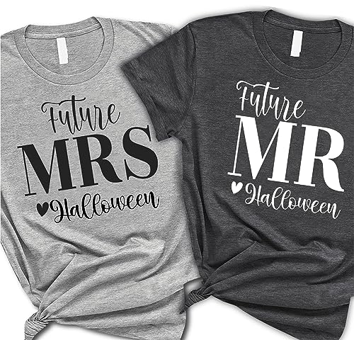 Future Mrs And Mr Halloween Unisex Adult Shirts SET, Halloween Honeymoon T-Shirt Gift For Fiancee, Fall Honeymoon T-Shirt Gift For Newly Married Couple, Halloween Future Couple Shirts4