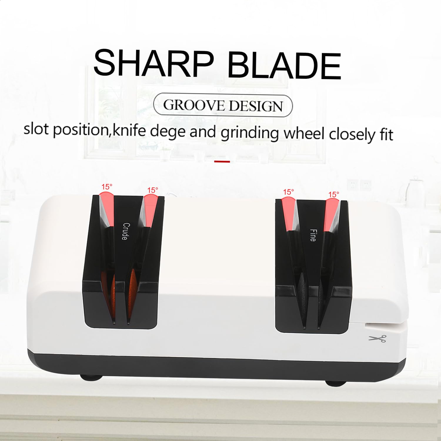 Affilacoltelli elettrico professionale Affilatrici da taglio automatiche multifunzionali con smussatura da 15 gradi scanalature grezze e sottili per coltelli seghettati dritti Forbici Smerigliatrice
