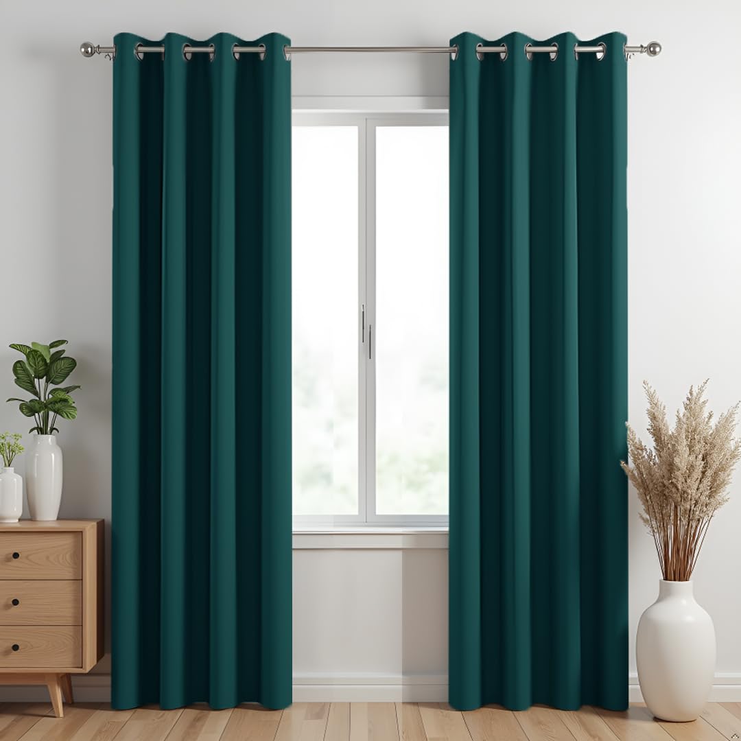 HOMEMONDE 100% Heavy Blackout Opaque Curtains 7 Feet Long Set of 2 - Room Darkening Light Blocking Door Curtain, Room Privacy and Thermal Insulation Drapes with Eyelets - (84L X 46W Inch, Rama Green)-image-18