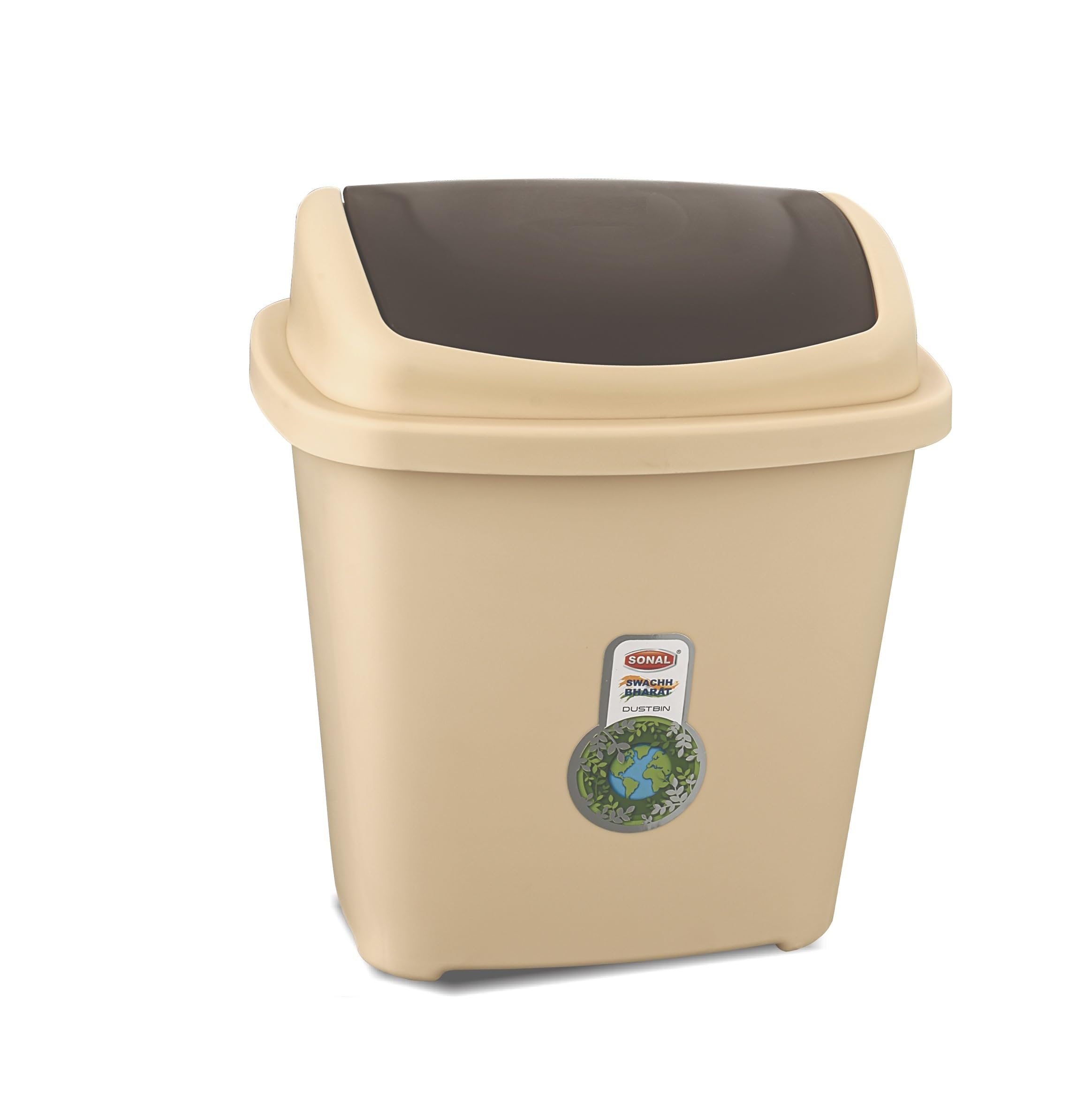 YUIOP - Swing Small Dustbin - 5 Liter Plastic Bin for Office Table, Car, Kitchen, Stylish & Trendy Design, BPA Free (Beige)-image-21