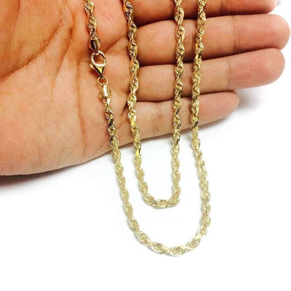 10K SOLID Yellow Gold 2.75mm Thick Shiny Diamond-Cut Solid