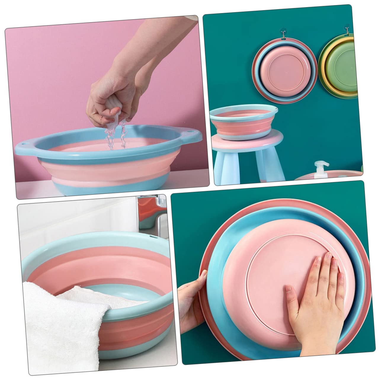 BEBEMOKO 1Pc Folding Foot Bath Basin Creative Portable Foot Soak Tub for Relaxation Deep Design for Athletes Foot Treatment Versatile Wash Basin for Laundry Dishes Pink