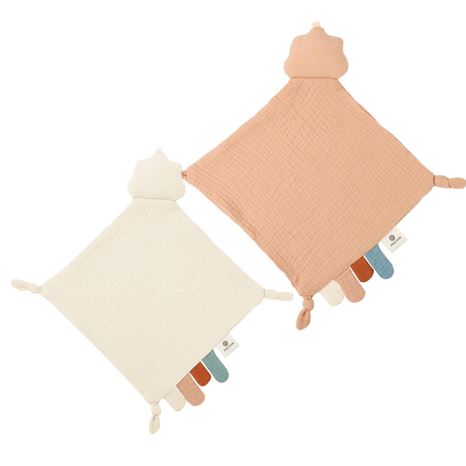 insular Muslin Baby Lovey Security Blanket Soothing Towel (Pink Cloud&amp;Beige Cloud)