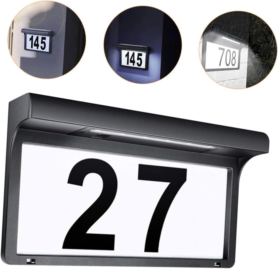 Solar Address Sign with Led Lighting Solar Wall Lamp for Outdoor Use Bright Cold White Light for Improved Visibility of House Numbers