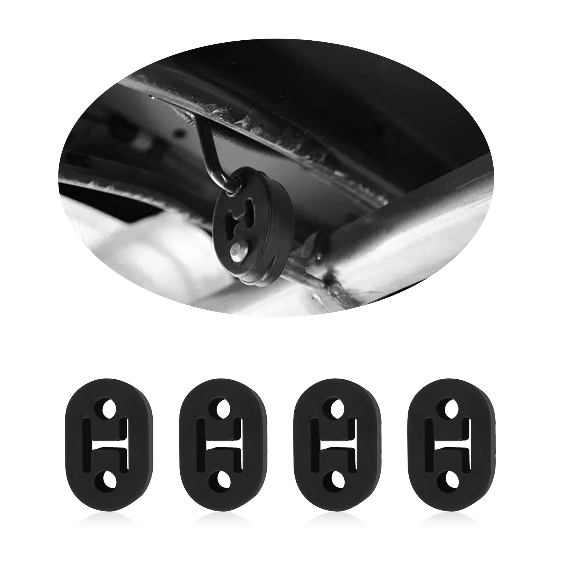 4PCS 2 Holes Rubber Exhaust Hangers,12mm Hole Muffler Hanger Universal Fit for Car Truck SUV,Insulator Exhaust System Auto Part for Shock Absorb Noise Reduction (4PCS)