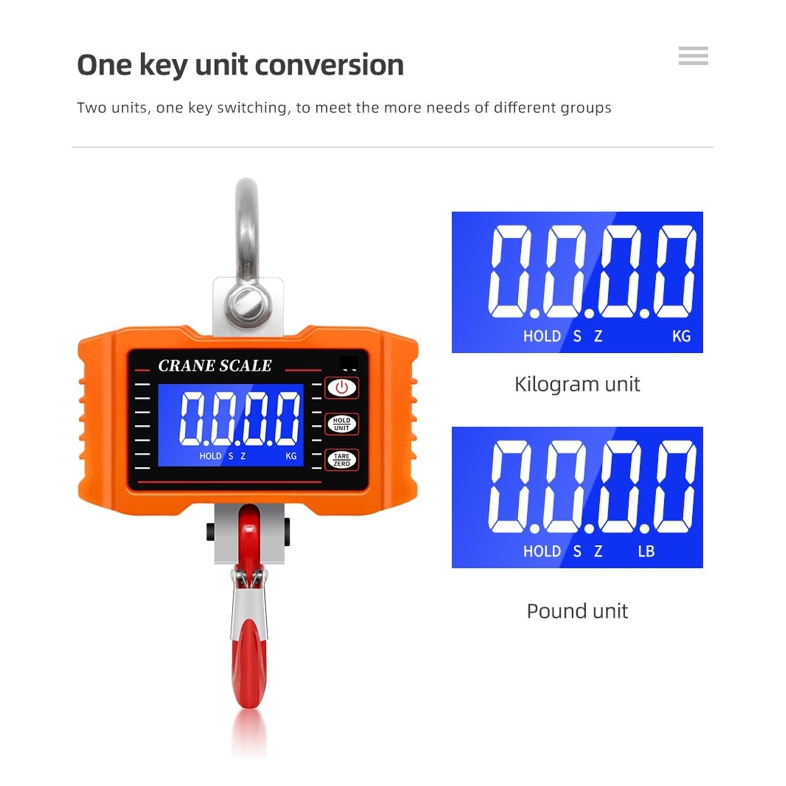 Báscula de grúa digital, Báscula digital de 500 kg/1000 Lb, báscula de grúa, báscula colgante de gancho electrónico de alta precisión Industrial for trabajo pesado Para caza en garajes y granjas