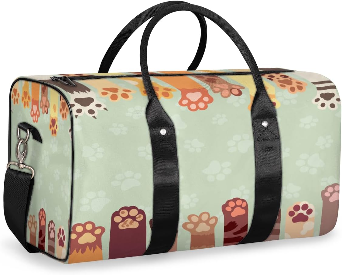 Dog Paw Print Travel Duffel Bag for Women Men Large Capacity Overnight Weekender Bags for Lightweight Waterproof Sport Gym Bag for Workout Yoga Swim