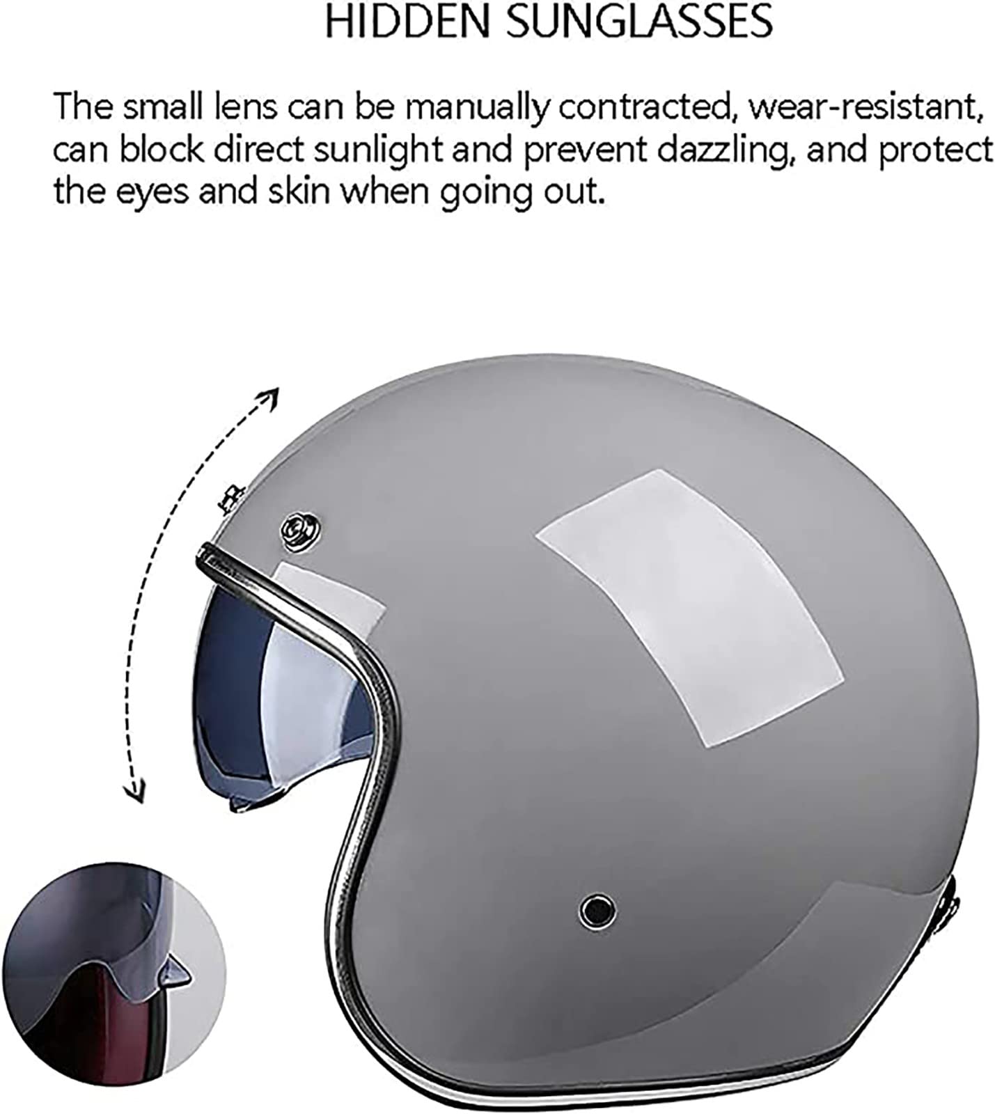 Open Face Motorcycle Bluetooth Helmet,DOT/ECE Approved Vintage Open Face Motorbike Helmet With Double Sun Visor,Crash Jet-Helmet Biker Scooter Touring Helmet For Adult Men Women (Color : B, Size : M - View #4