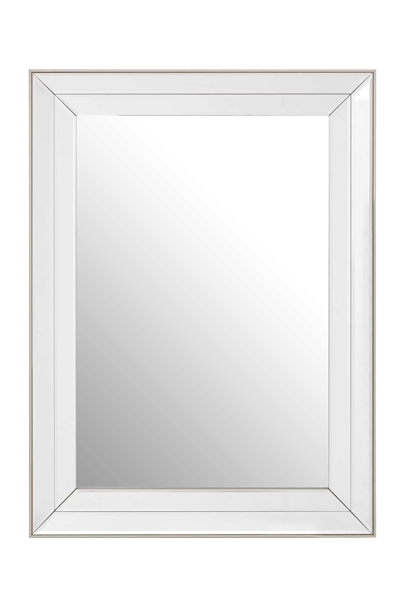 Premier Housewares Housewares Silver Wall Mirror For Garden And Bedroom Reflective Square Bathroom Mirrors Wall Mounted Contemporary Mosaic Design Hallway Walls Mirrors w60 x d3 x h80cm