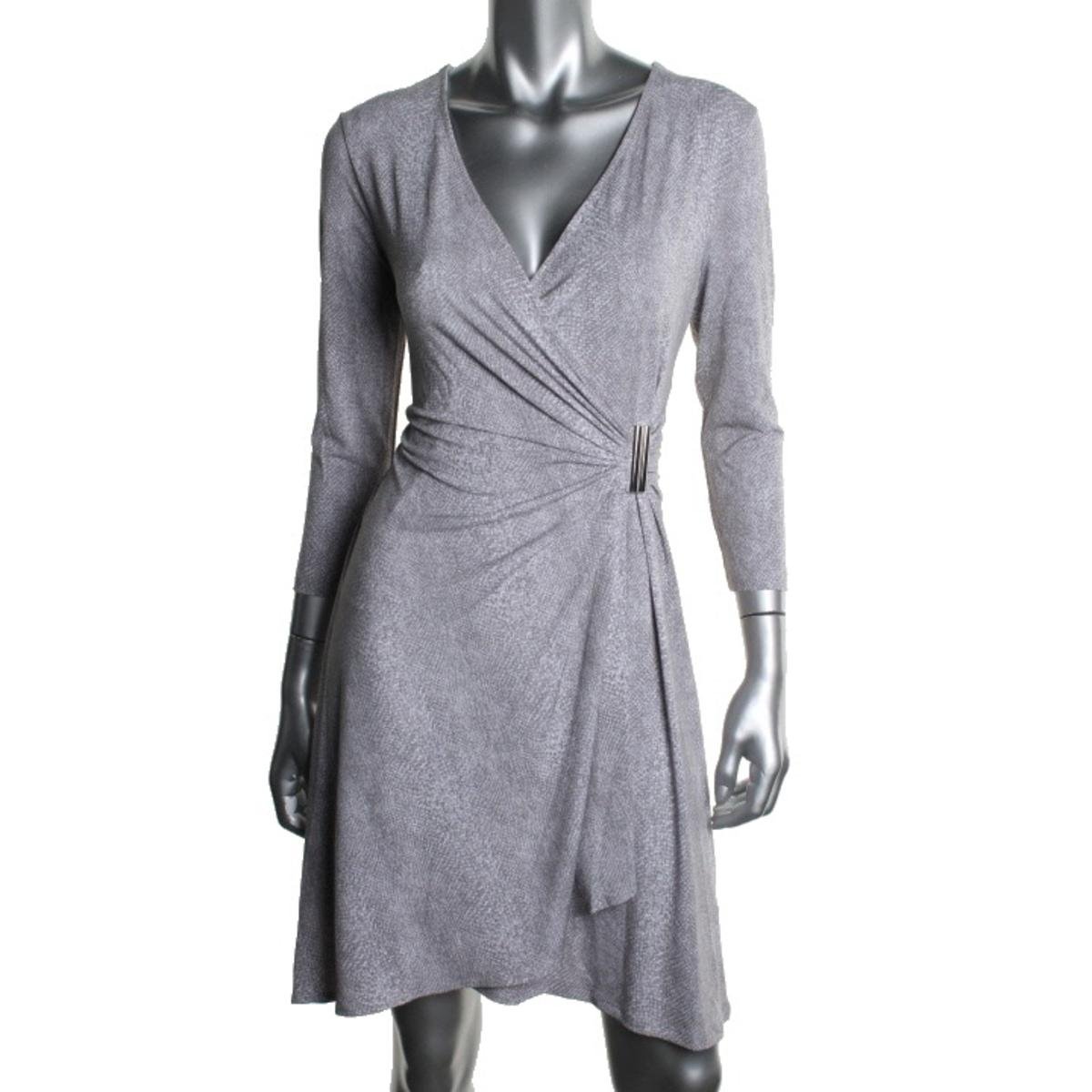 Calvin Klein Women's Print Drape Dress W/Hardware