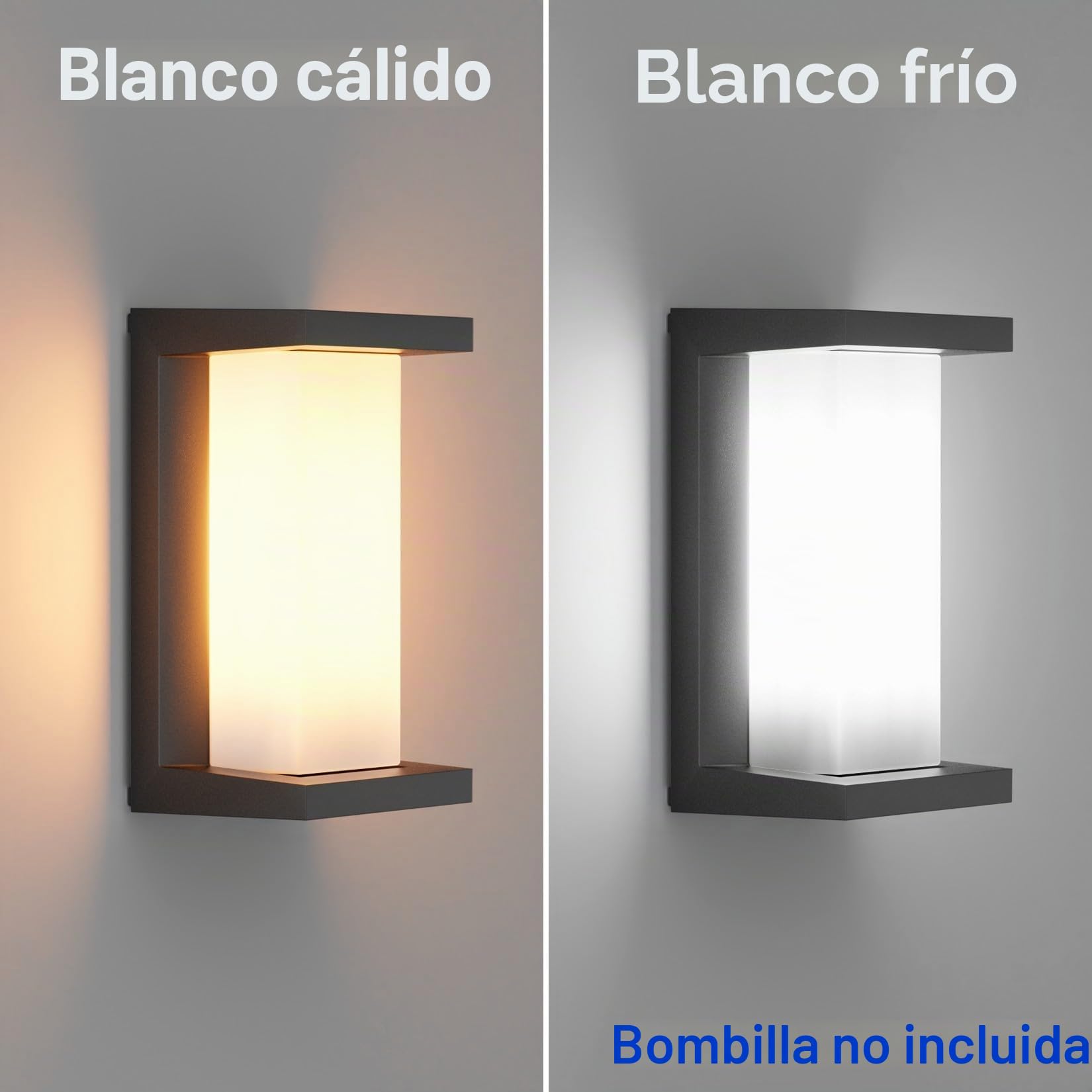 Klighten 2 piezas E27 Lámpara de pared exterior, IP65 Lámpara de pared exterior, 60 W, aluminio aplique terraza, adecuado para interiores y exteriores. Negro (sin bombilla)