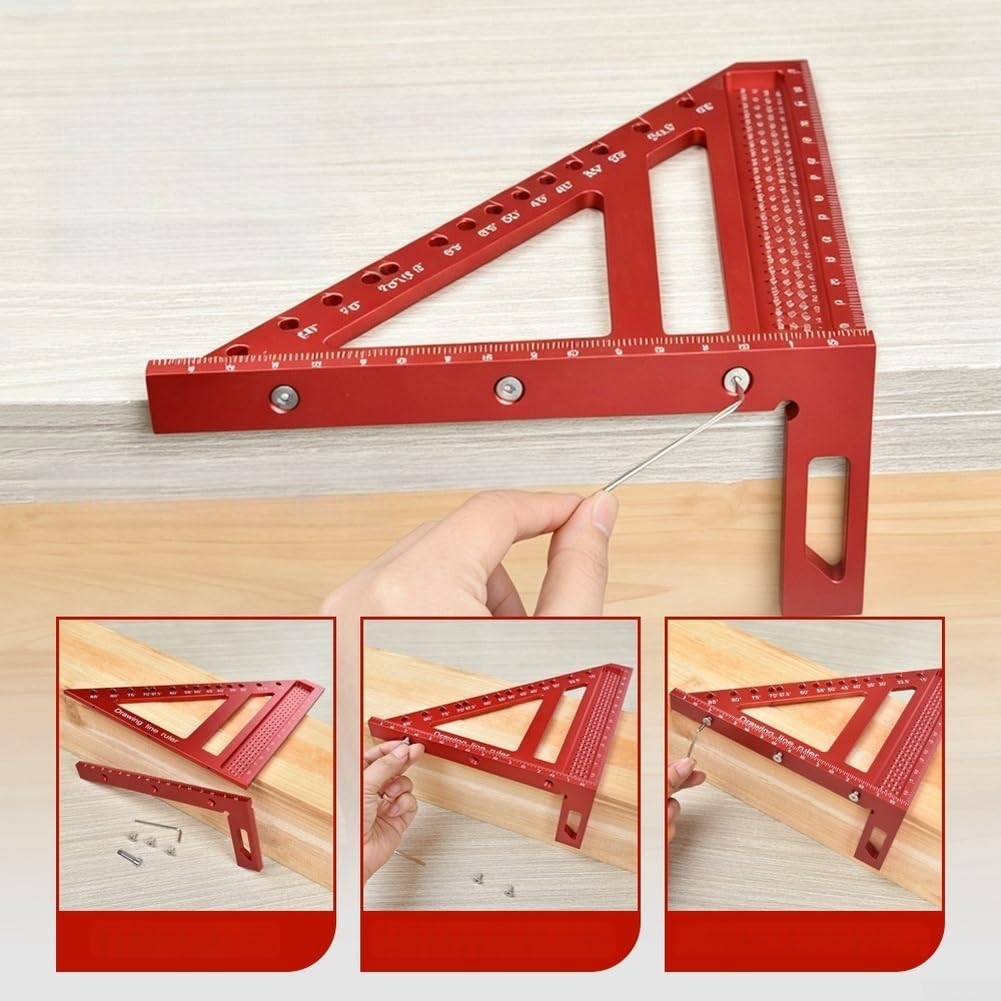 Präzises metrisches Dreieckslineal, Aluminiumlegierung, Geodreieck für genaue Winkelmarkierung, Anreißwerkzeug, DIY, 21,5 cm