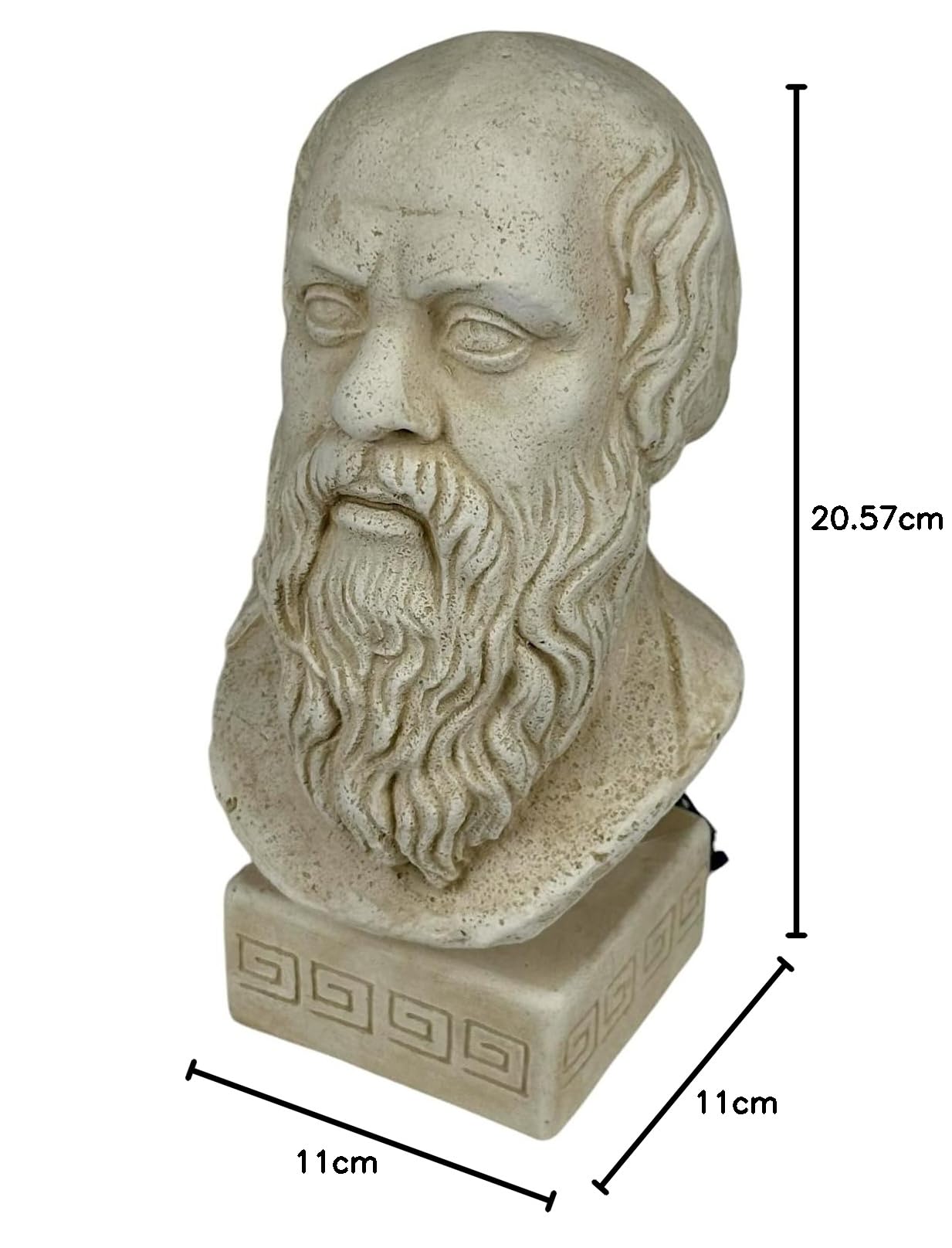 Sócrates - Cabeza de filósofo griego antiguo, piedra fundida, color beige