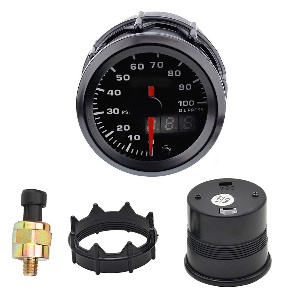 52mm Motore Auto Kit manometro dell'olio frantoio Puntatore Digitale Doppio Indicatore Luminoso a LED 7 Colori Universale