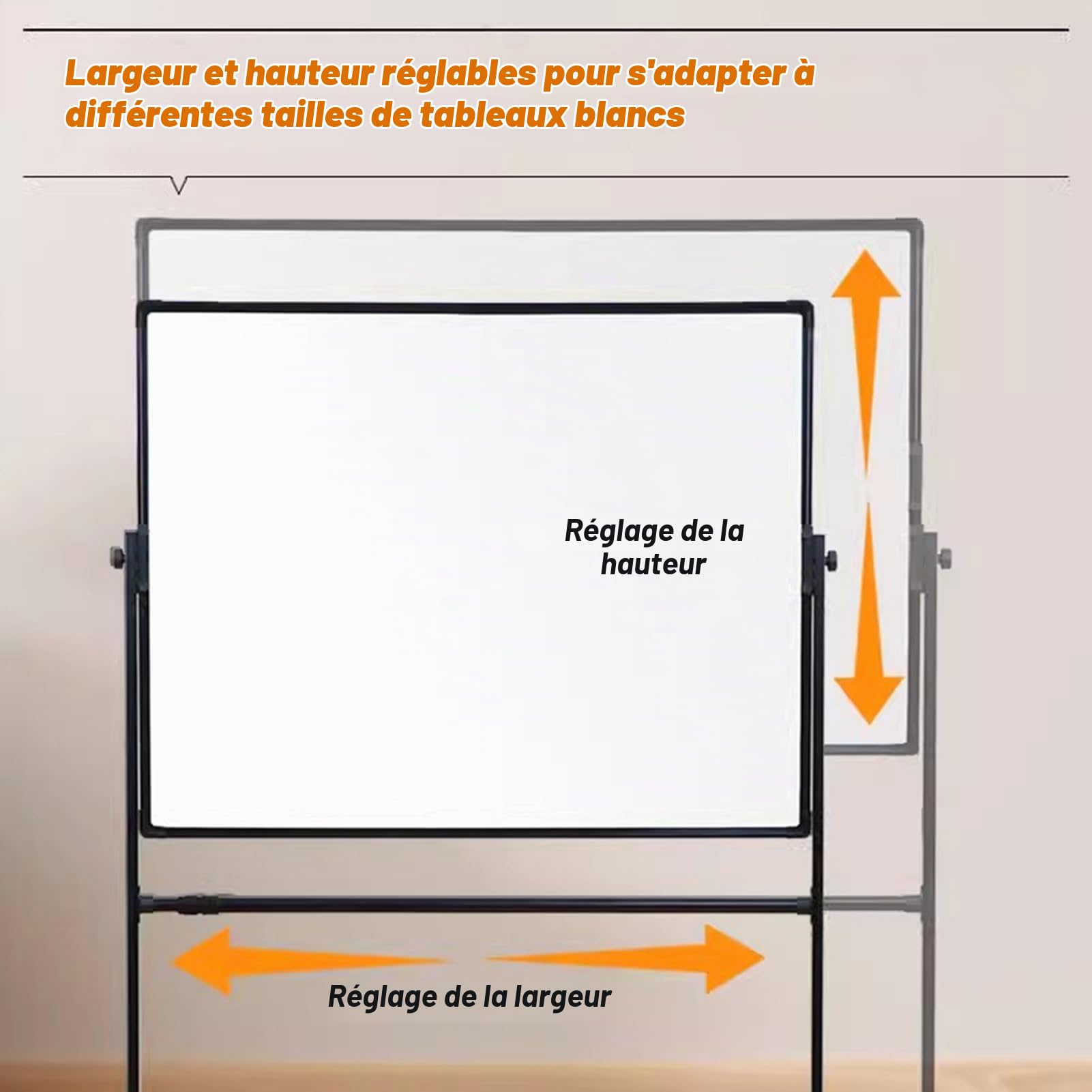 Support Roulant Universel pour Tableau Blanc, Tableau Noir, Tableau Effaçable À Sec, Support en Métal Réglable Durable avec Roues Verrouillables (Color : Black)