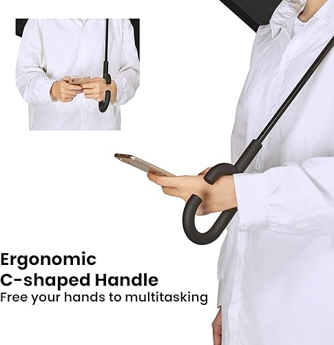 Miniatura 4 de G4Free Paraguas invertido grande de 62 pulgadas con mango en forma de C, resistente al viento, doble capa al revés, paraguas de lluvia para