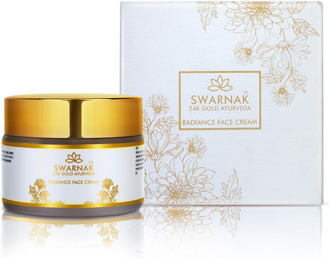 24K Gold Ayurveda Radiance Face Cream-25 gm, Reduces Early Aging Signs, Improves Skin Firmness, Reduces Fine Lines, Wrinkles, Restores Natural Glow-Paraben & Silicone Free, 100% Natural