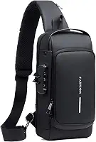 Mochila Masculina Com Cadeado À Prova D'água Anti-roubo Bolsa Com Porta De Carregamento USB Bolsa De Ombro Mochila Transversal