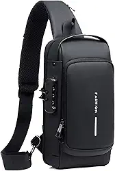 Mochila Masculina Com Cadeado À Prova D'água Anti-roubo Bolsa Com Porta De Carregamento USB Bolsa De Ombro Mochila Transversal