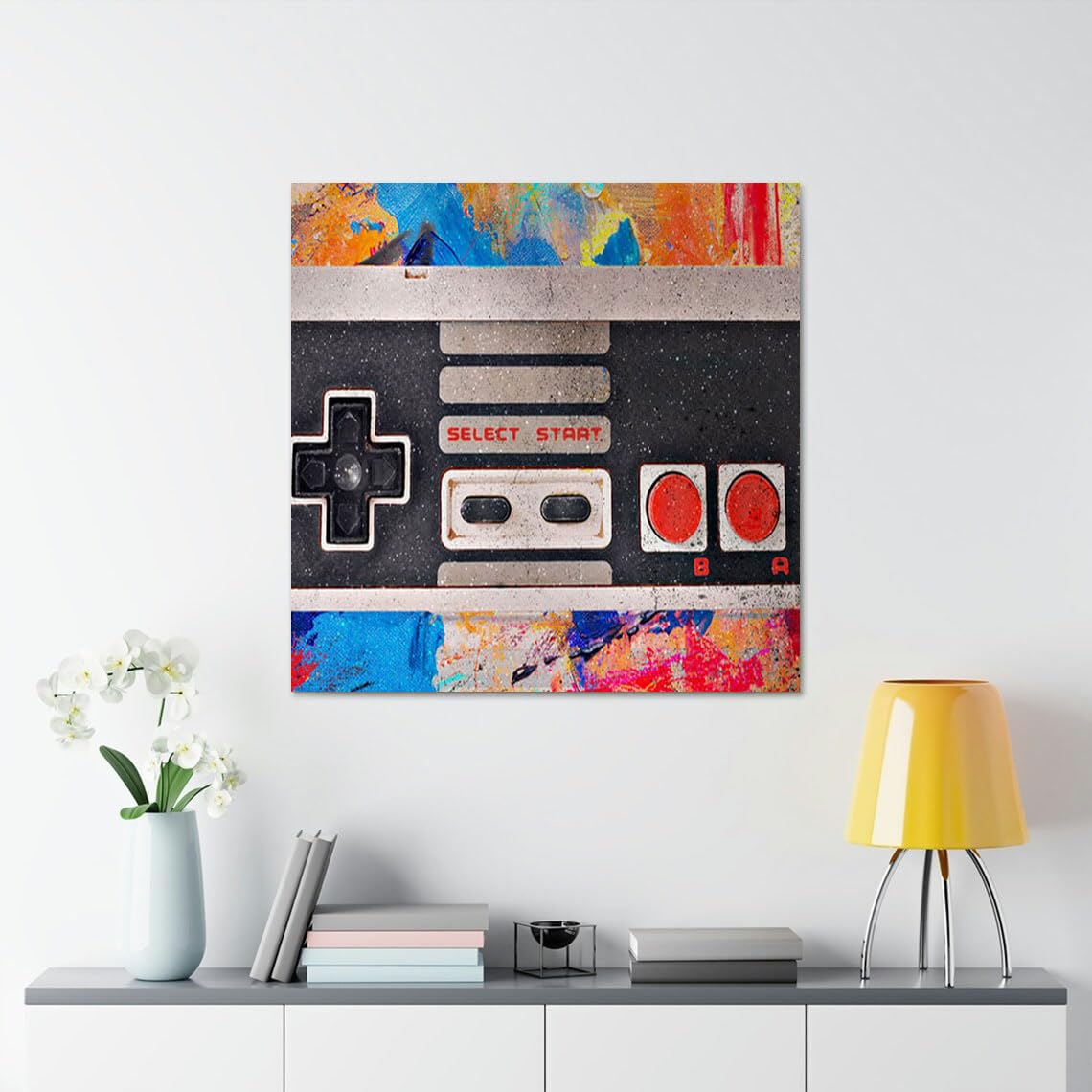 GADGETS WRAP Canvas Gallery Wrap Framed for Home Office Studio Living Room Decoration (17x17inch) - Nes Controller