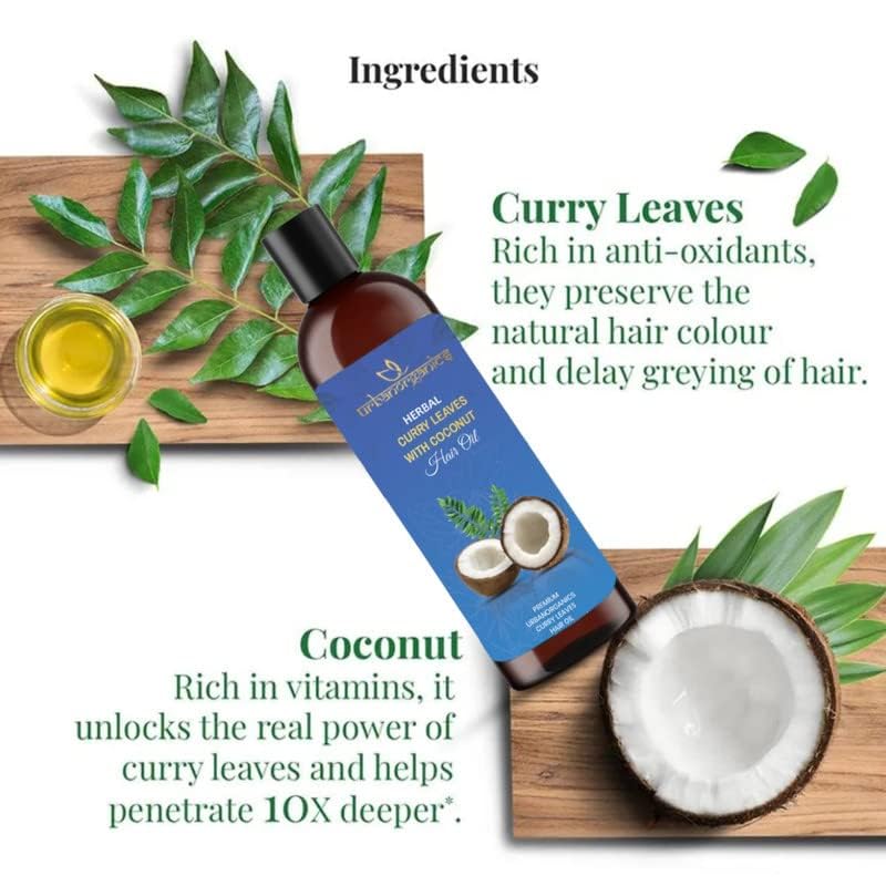 Urbanorganics Herbal Curry Leaves with Coconut Hair Oil, Premium Hair Care