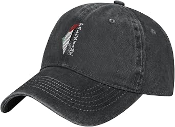 Palestinian Map Keffiyeh Thobe Patterns Palestine in Arabic 80 Baseball Cap Denim Cotton Mens Vintage Caps Black