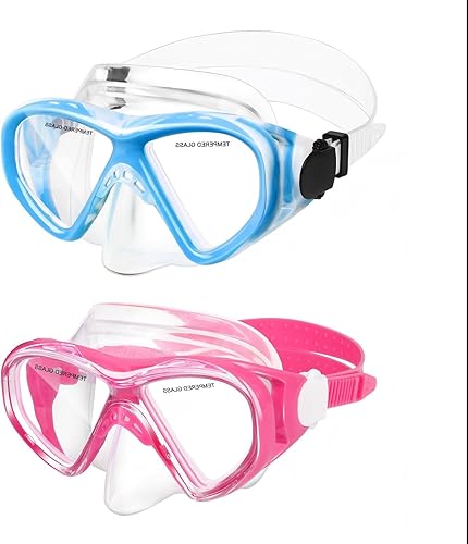 Miniatura 73 de Gafas de natación para niños, máscara de buceo para niños y niñas de 5 a 15 años, gafas de natación antivaho de dos colores con cubierta para la