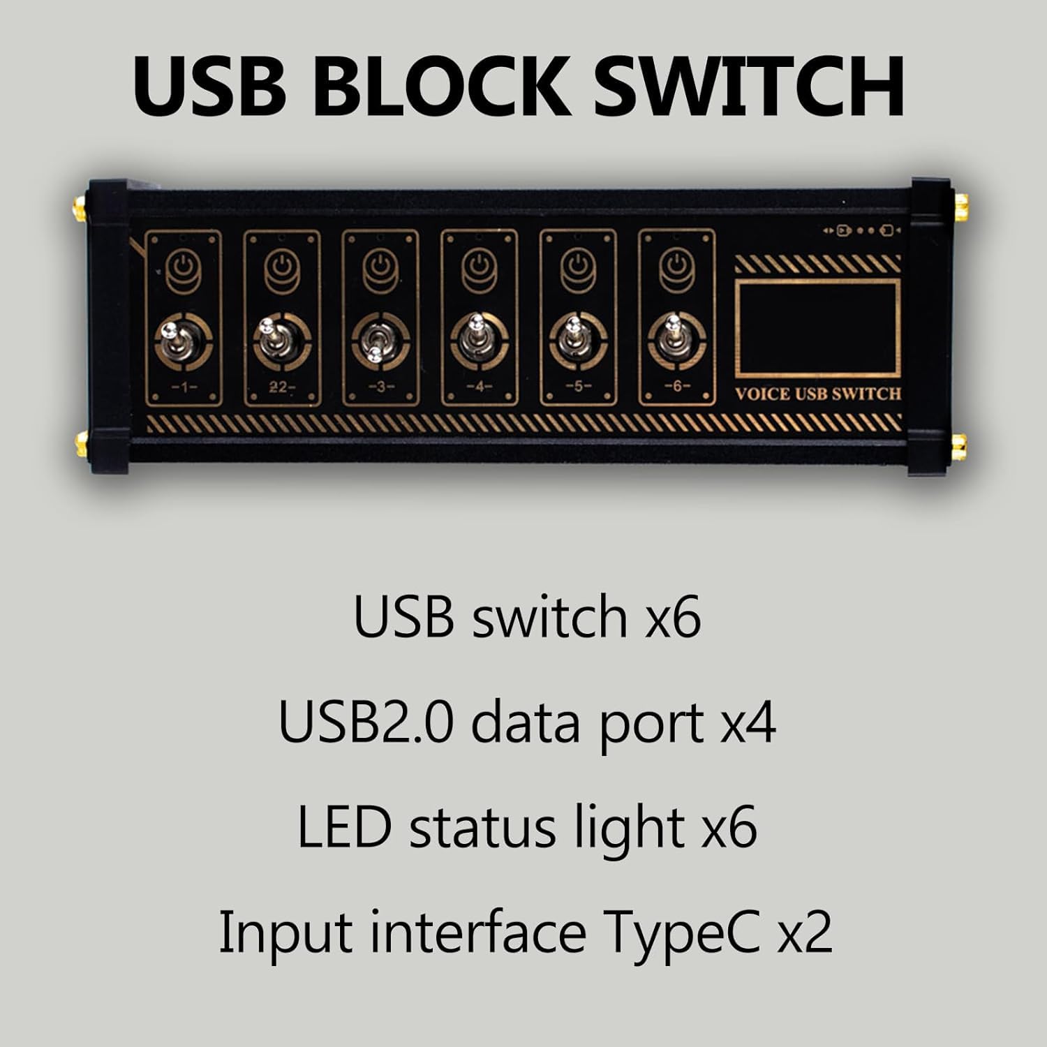 6-portowy przełącznik USB, 6-portowa stacja dokująca USB, inteligentne sterowanie głosem, transmisja danych, zestaw stołu w stylu retro, cyberpunk USB 2.0, do telefonów, tabletów i gadżetów