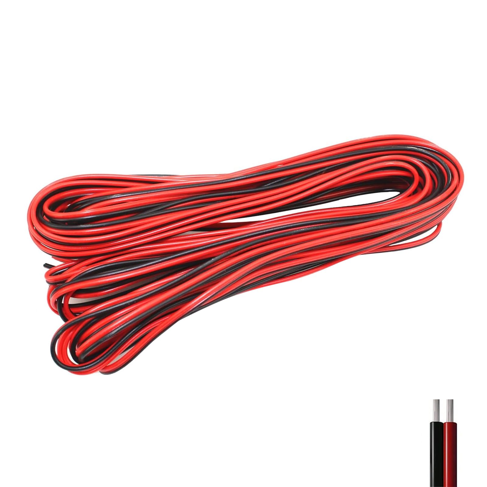 22AWG Electrical Wire 2 Core Cable 10 Meter Black Red Flexible Tinned Copper Extension Wire for LED Strip Lights, Car Audio, RGB Lighting, DIY Electronics & Low Voltage Projects(12V/24V)