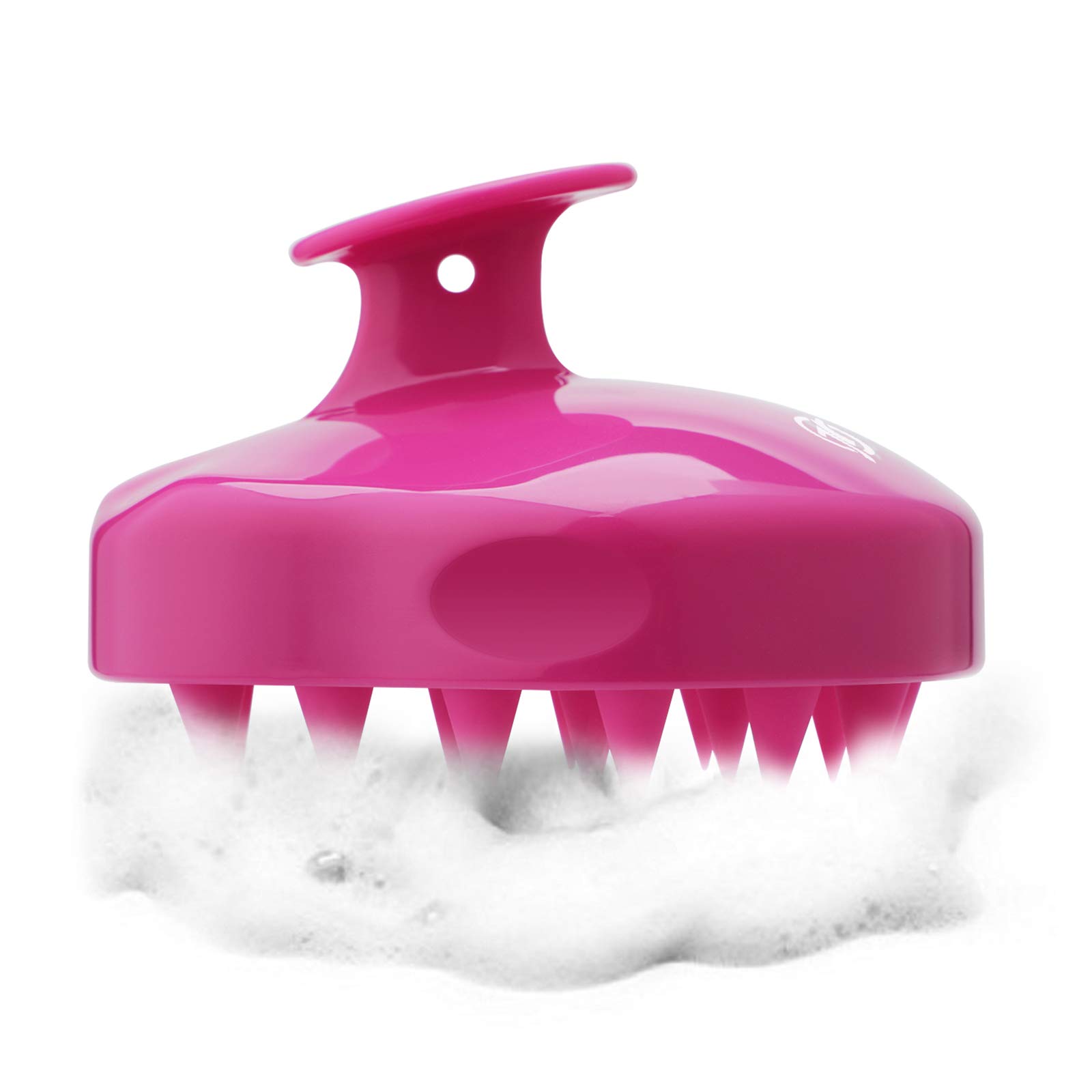 FREATECH Scalp Massage Shampoo Brush with Soft Silicone Bristles for Leather Care, Relax Head and Remove Dandruff, Relieve Stress and Promotes Dhevous Growth, Red