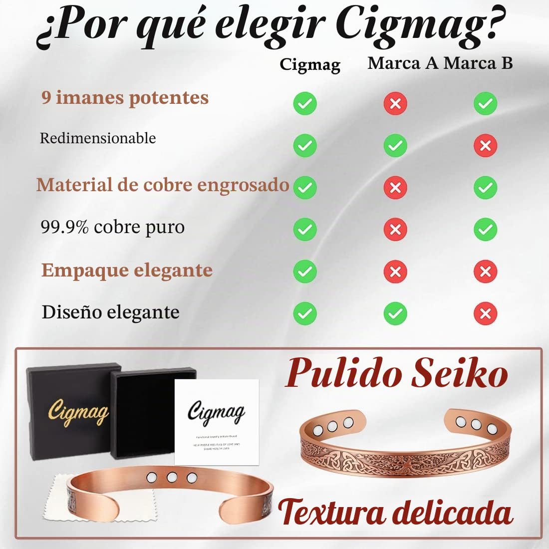9X Pulsera de drenaje linfático de cobre para mujer, ultra fuerte, imán sólido, pulsera magnética de cobre puro ajustable, brazalete con caja de regalo (Árbol de la Vida)