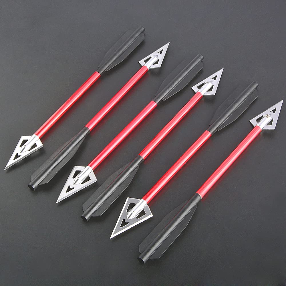 12 PCS 6,3'' 6,8'' Flèche Arbalète en Aluminium pour Cible de Fleche arbalete, Mini Boulons d'arbalète pour Pratiquer la Cible de tir et la Chasse au Petit gibier (Rouge2)
