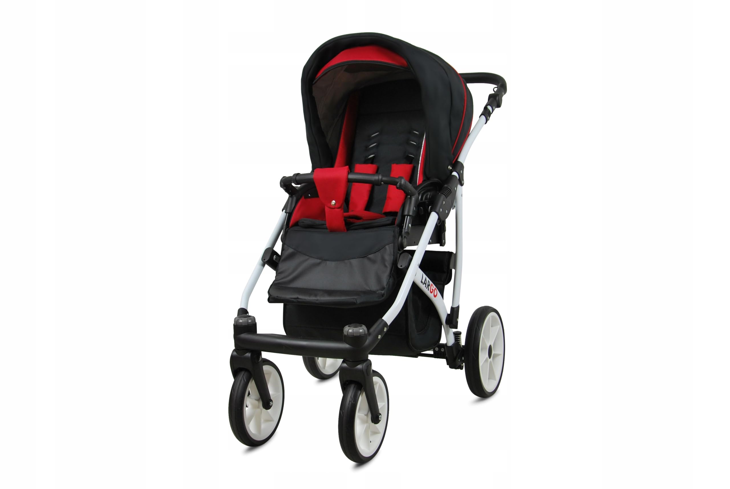 BabyLux Zestaw wózków dziecięcych 3 w 1 – Largo – w zestawie wanienka dla niemowląt, fotelik sportowy, fotelik samochodowy – zestaw wózków dziecięcych z torbą do przewijania, osłoną przeciwdeszczową