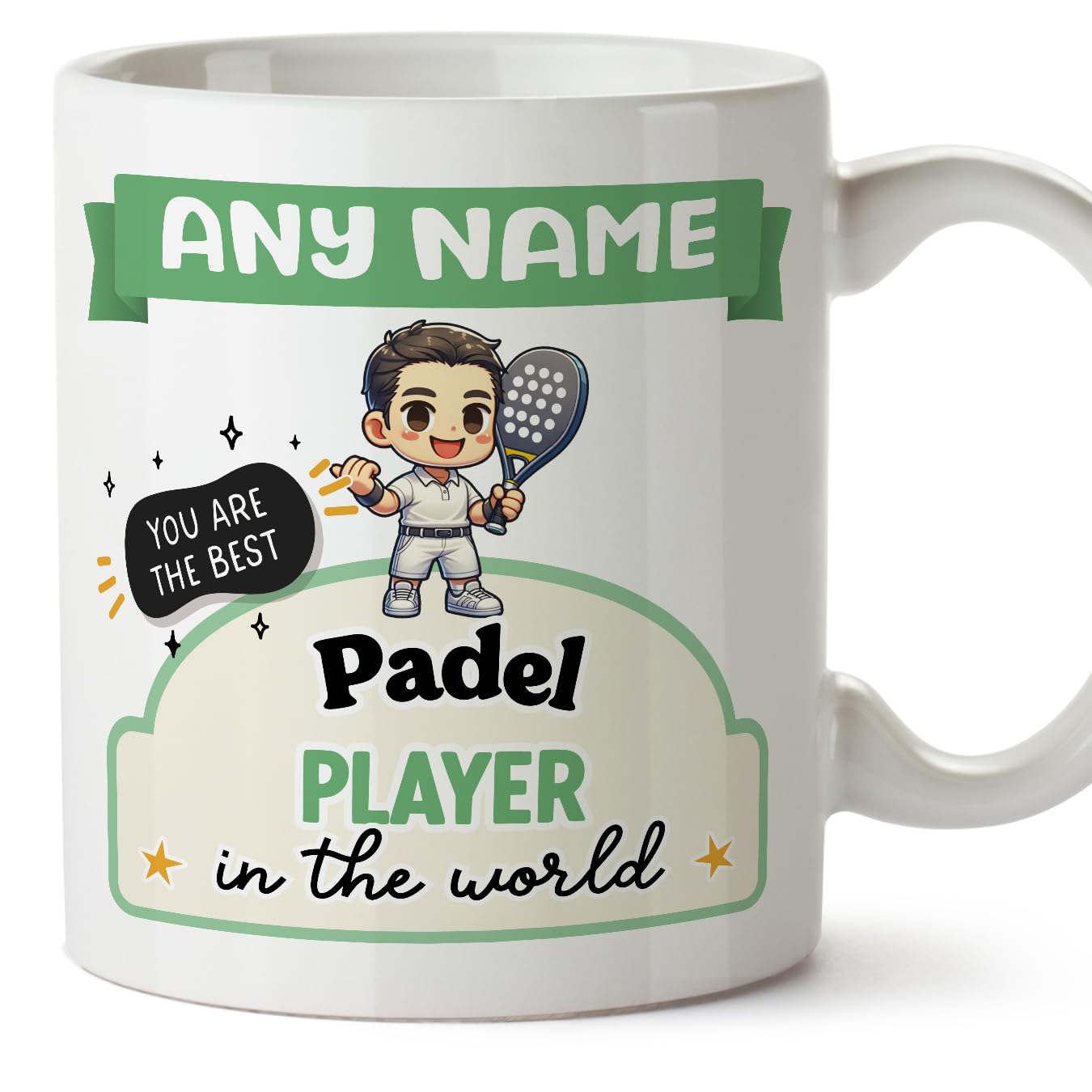 MUGFFINS Personalised Mug for Padel Player man - in English - Best in the World - Kawaii - Funny Custom Gift for Colleagues - Ceramic 11oz Mug