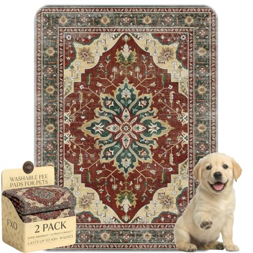 Image of Washable Pee Pads for Dogs,Great Urine Absorbent Reusable Puppy Training Pads,Waterproof,Leak-Proof & Non-Slip Potty Pads for Whelping,Crate,Playpen,Bed.(Red Forest Floral,18 inchx24 inch)