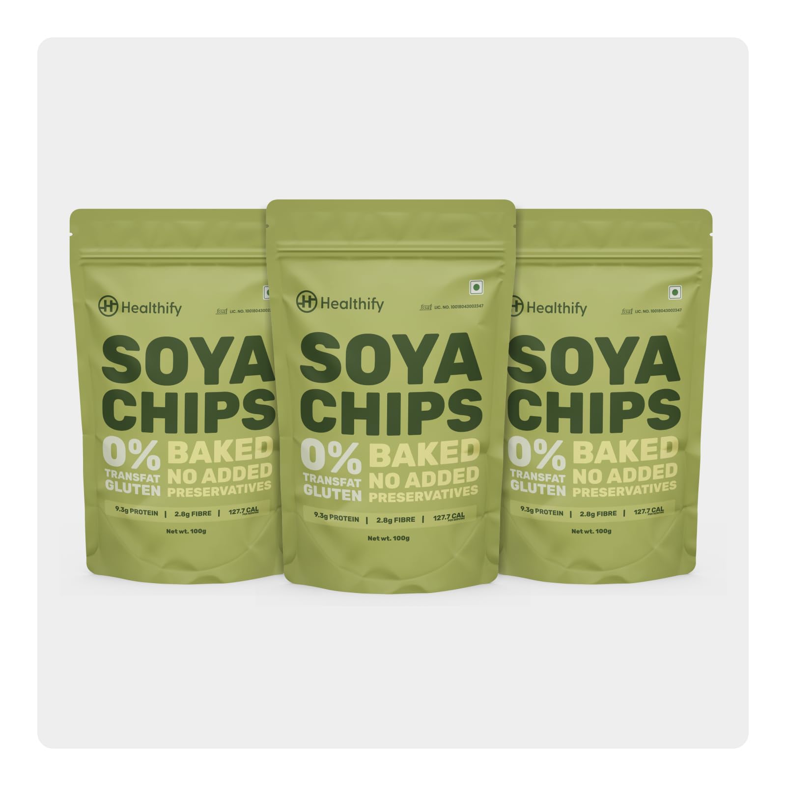 - Soya Chips 100gms - Lip smacking, crispy and nutritious baked chips Pack of 3
