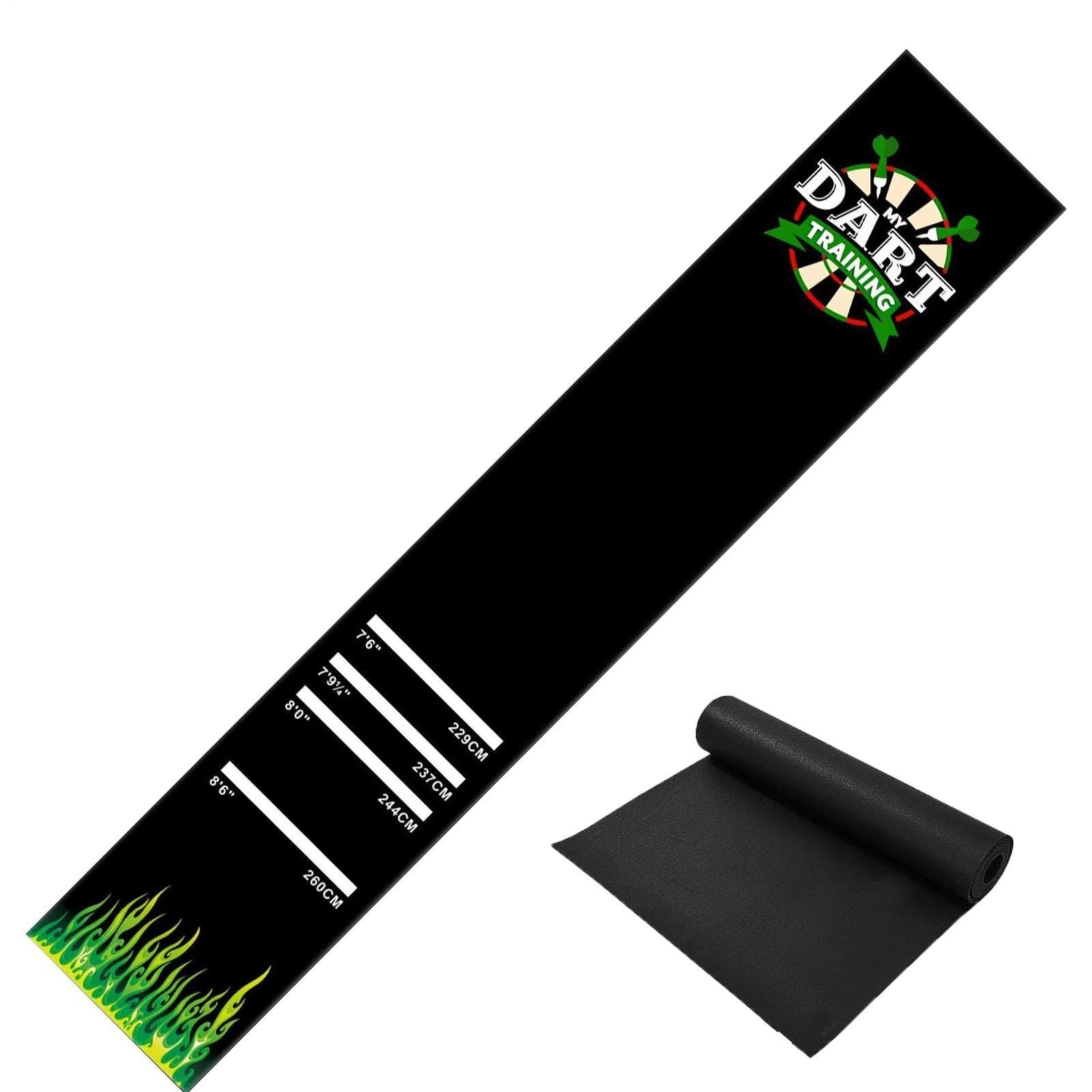 Dartmatte Mit 4 Abwurfdistanzen – 300 Cm X 62cm Dartteppich Dart Teppich Rutschfeste Gummimatte Für Boden, Schwarz Dart Teppich Mit Abwurflinie, Zubehör Für Dartscheibe, Perfekt Für Heimtraining