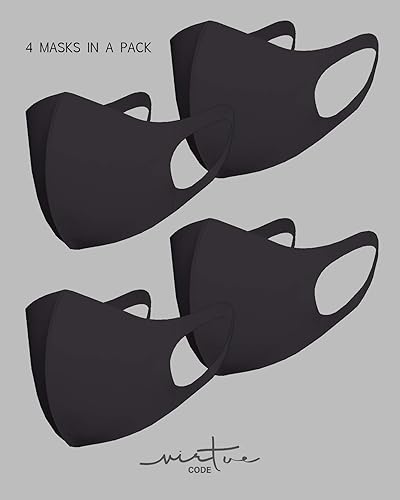 Miniatura 41 de Virtue Code Second Skin - Paquete de cubrebocas de tela 4 cubrebocas suaves de tela lavable. Negro