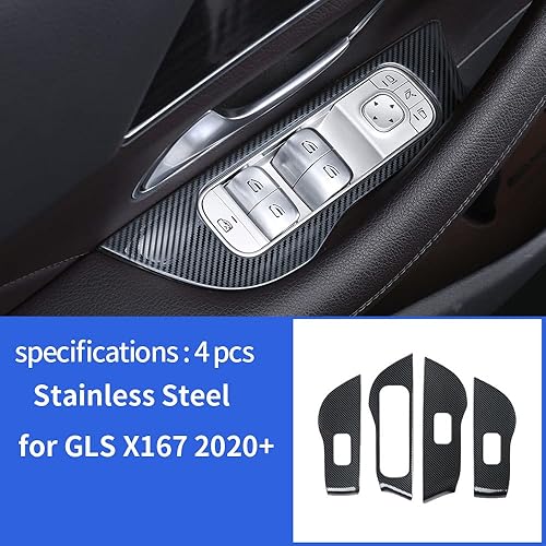 Miniatura 6 de Cubierta de panel de interruptor de elevación de ventana de fibra de carbono de acero inoxidable para Mercedes Benz GLE350 W167 450 400d 350e 53 amg
