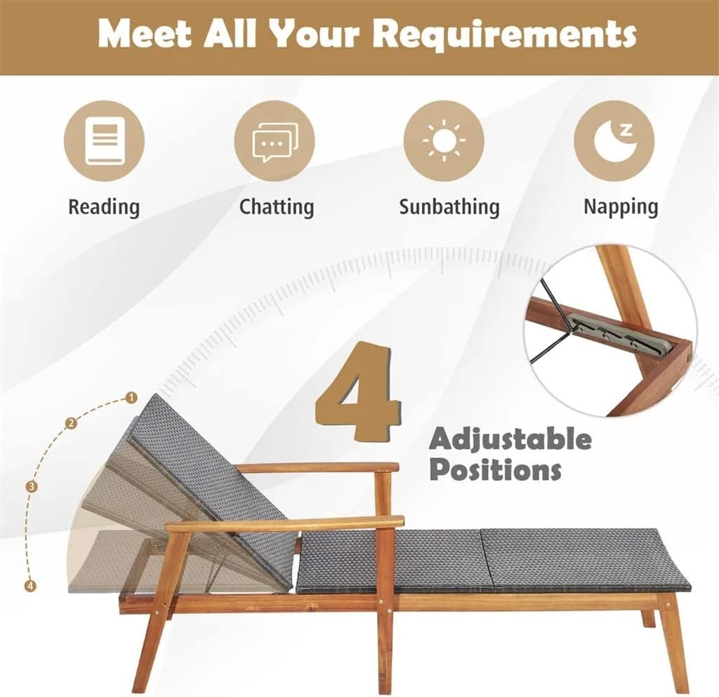 2 Piece Chair Recliner Adjustable Acacia Wood