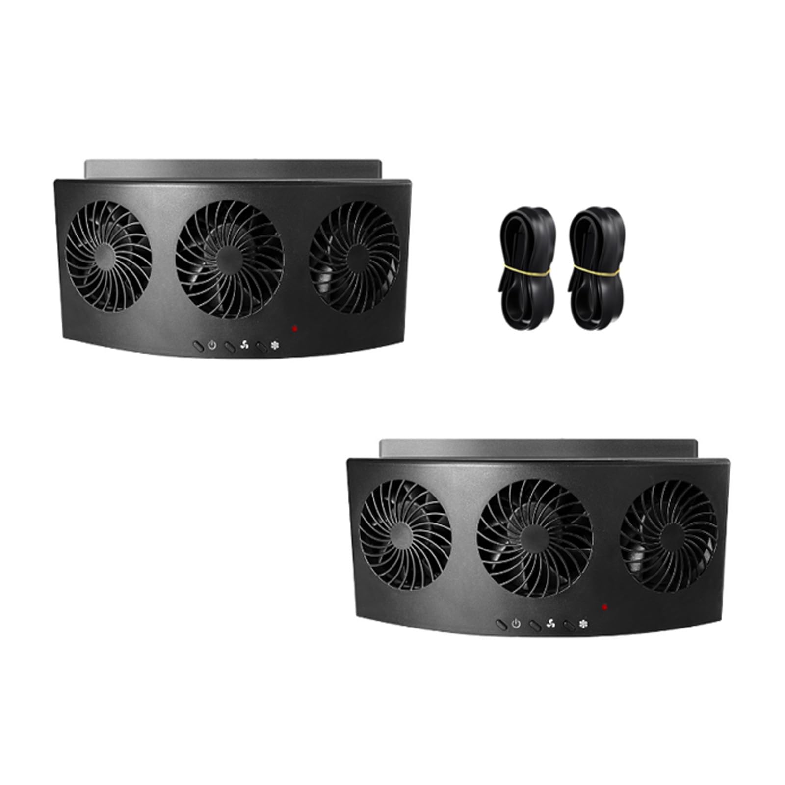 Tujoe 2 Pack Solar Powered Car Exhaust Fan 3 Fans Car Window 4500 RPM Air Vent Radiator Solar Energy Cooling Vent Exhaust for General Types(USB Cable 3 Fans,Black)