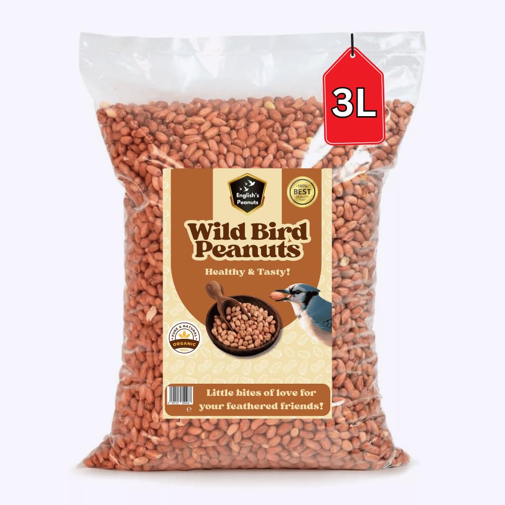 English's Peanuts 3L Bag Premium Bird Food - High Protein Peanuts for Wild Birds, Rich in Healthy Fats, Fibre & Vitamins, Ideal for Feeders, Supports Bird Health, Clean & Fresh Wild Bird Food