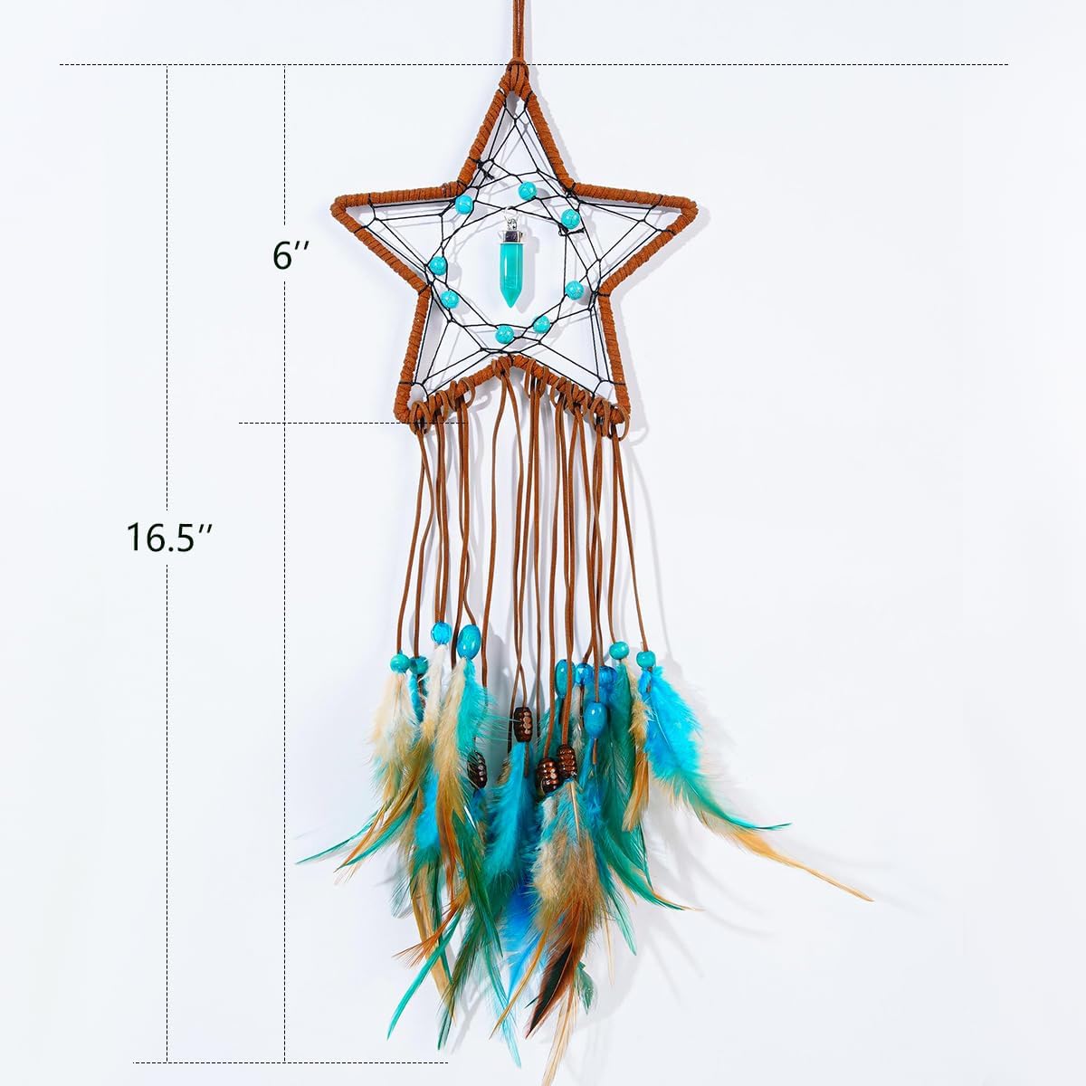 MEXIDAWN DIY Feather Dream Catcher Kits Blue Wall Hanging Boho Decor Handmade Dream Catcher for Adults, Star