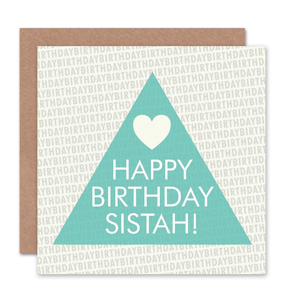 Wee Blue Coo CARD BIRTHDAY HAPPY SISTER SISTAH BLUE TRIANGLE HEART GIFT