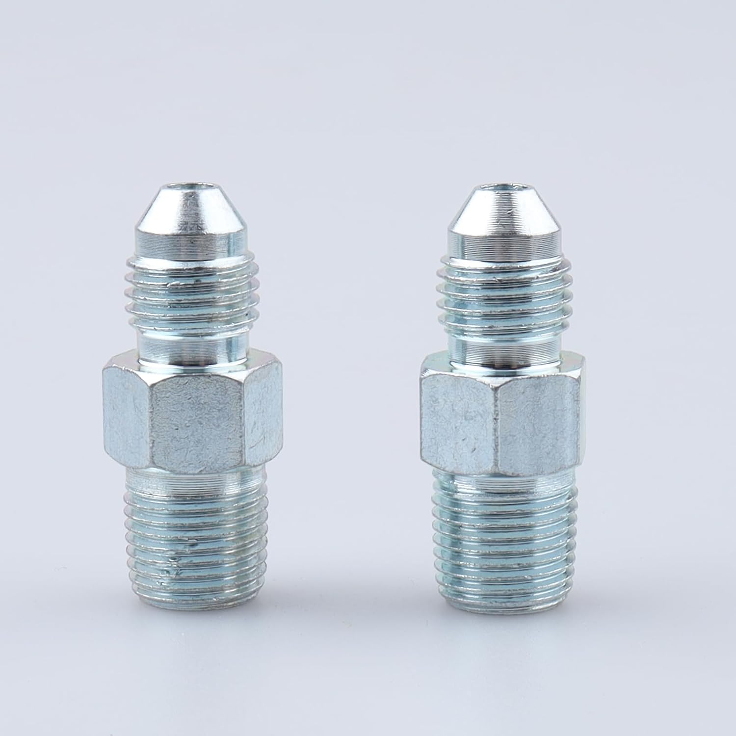 AC PERFORMANCE Male 1/8" NPT to 3/8 x 24 Flare Brake Line Fitting Adapter Straight Zinc Steel, Pack of 2