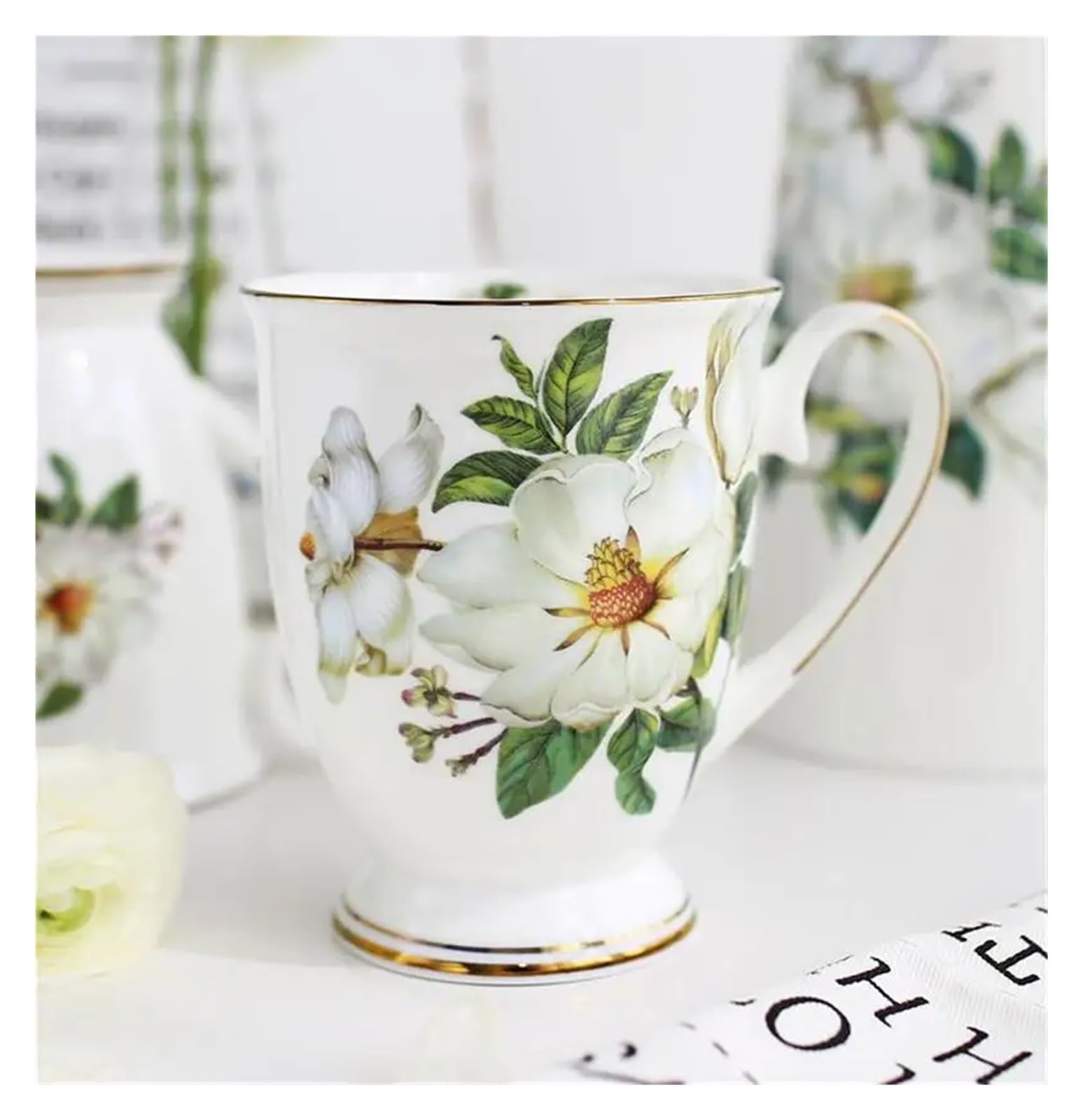 Tazze da caffè divertenti in porcellana 300 ml, con dipinti floreali in, tazzine espresso vintage di campagna, bicchieri Taza Tea Cup Art(2pc)