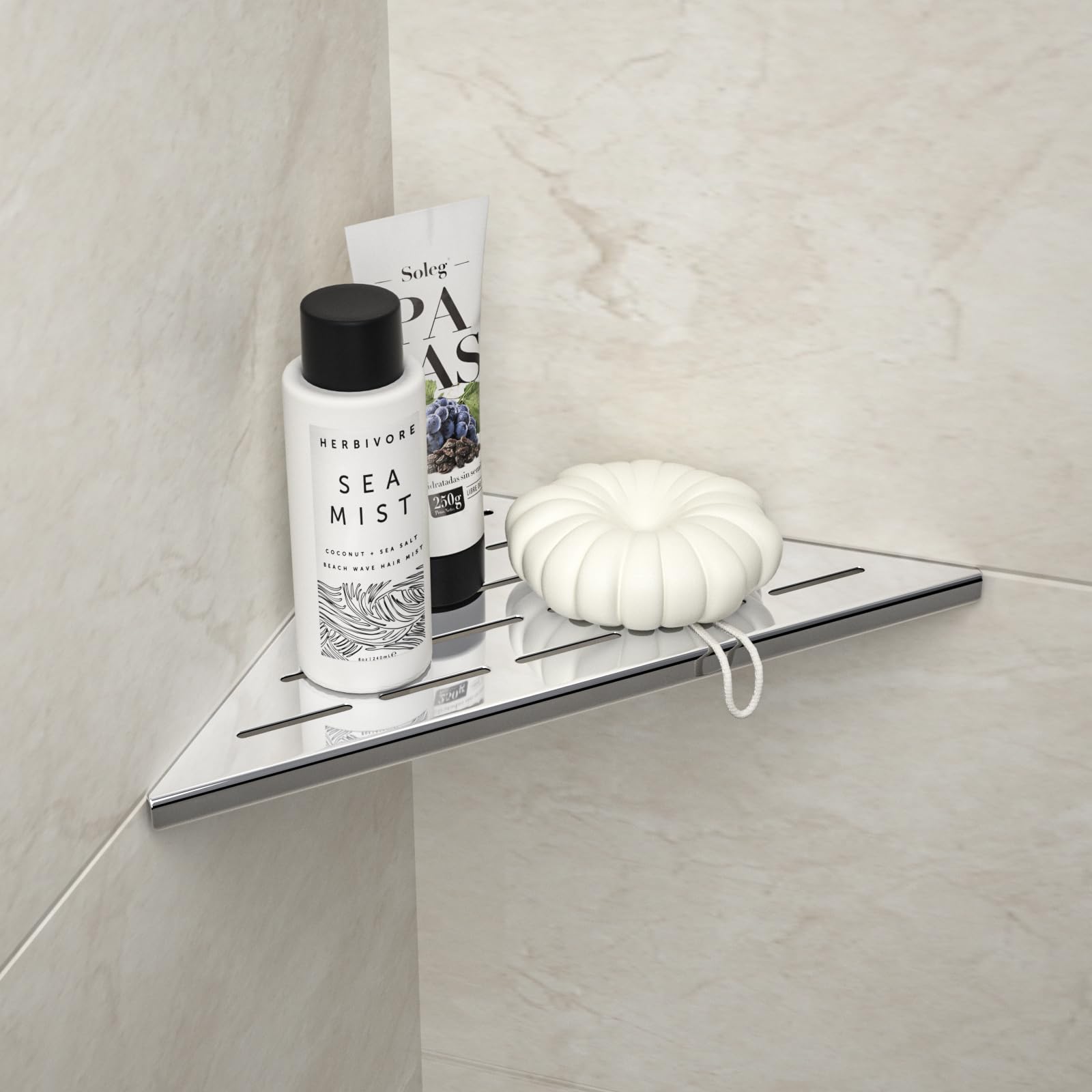 Set di 2 ripiani per doccia angolare in acciaio inox 304 per pareti piastrellate, mensola da incasso per la ristrutturazione del bagno (lucidato, 254 mm)